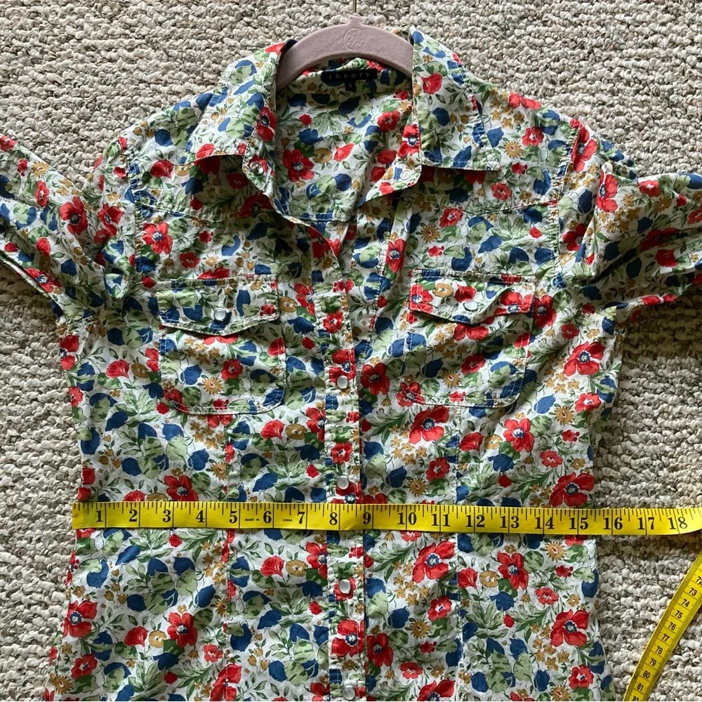 Theory Floral Long Sleeve Button-up Shirt Dress 6 - Picture 10 of 10